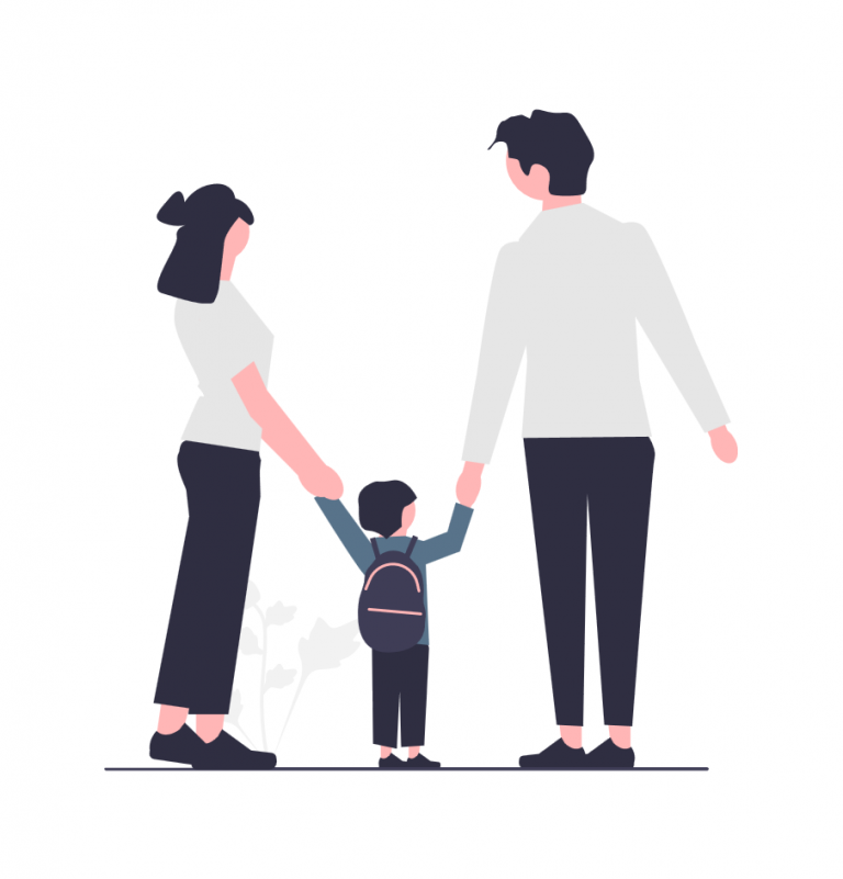 coppia di genitori con bambino